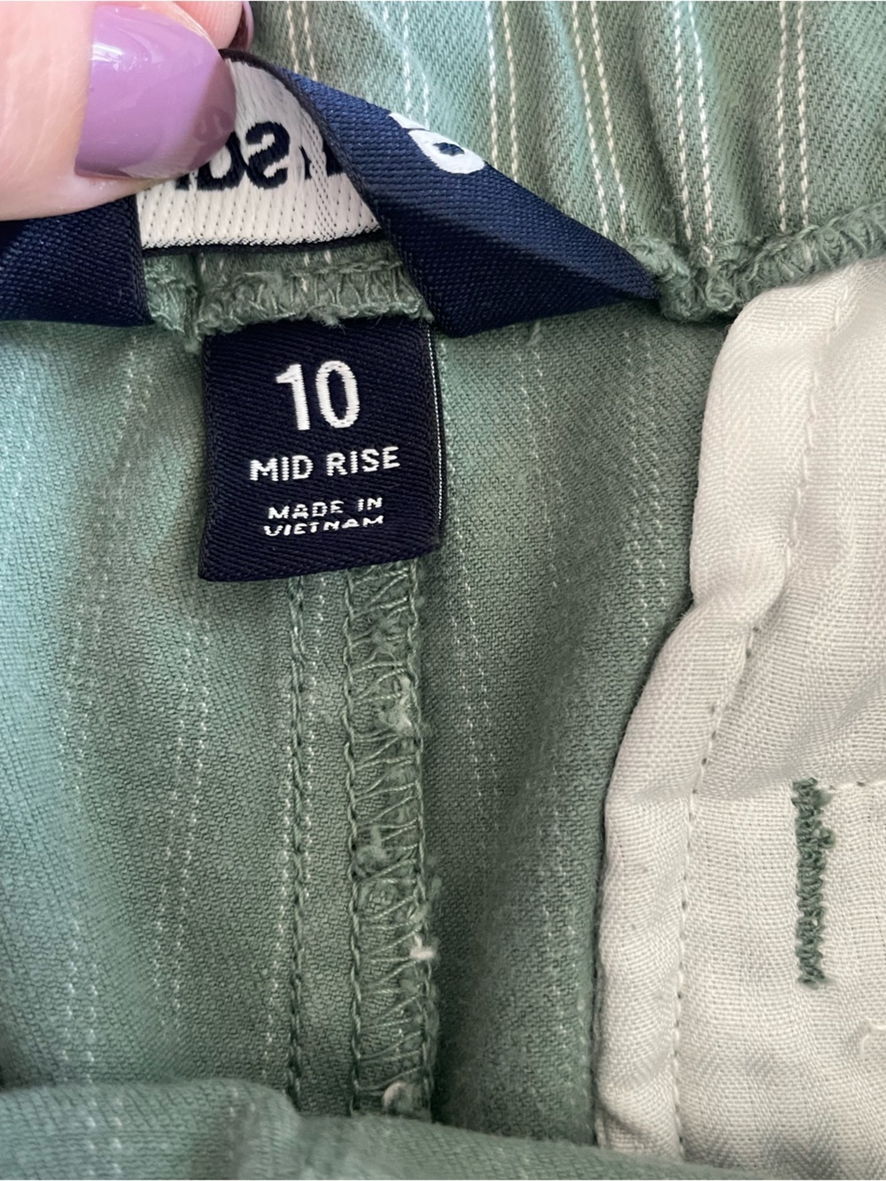 Lands’ End Sage Green Pinstripe Cropped Ankle Pants Mid Rise Cotton Blend - Picture 4 of 8